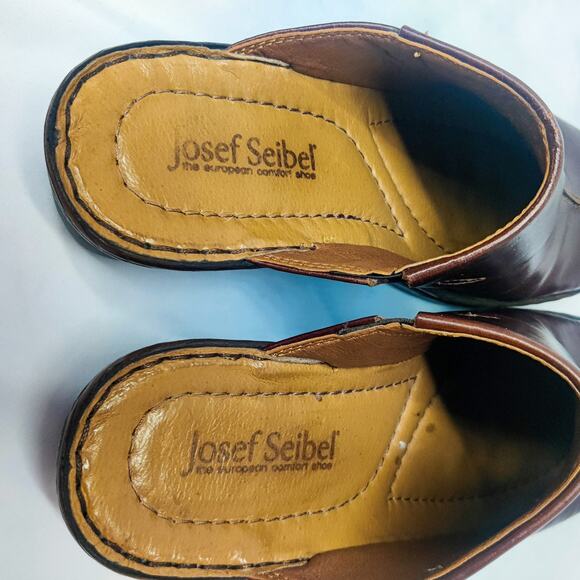 Josef Seibel Carole Mahogany Brown Leather Slip On Mule Clogs EU 36 Comfort - Picture 7 of 13